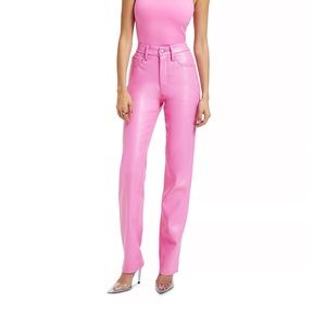 Good American Pink Leather Pants